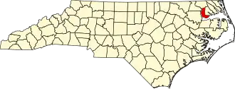 Map of North Carolina highlighting Chowan County
