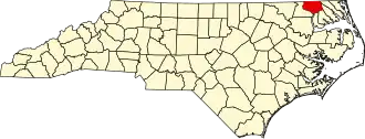 Map of North Carolina highlighting Gates County