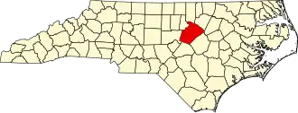 State map highlighting Wake County