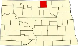 Map of North Dakota highlighting Rolette County