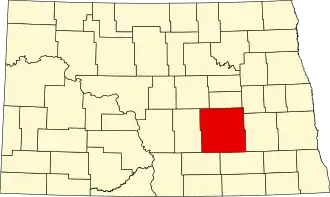 Map of North Dakota highlighting Stutsman County