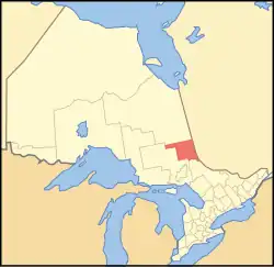 Location of Timiskaming District in Ontario