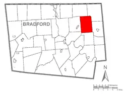 Map of Bradford County with Orwell Township highlighted
