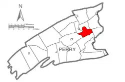 Map of Perry County, Pennsylvania highlighting Miller Township