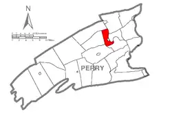 Map of Perry County, Pennsylvania highlighting Oliver Township