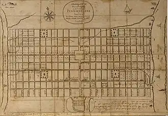 Thomas Holme's sketch of Philadelphia