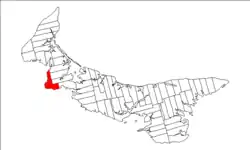 Map of Prince Edward Island highlighting Lot 15