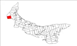 Map of Prince Edward Island highlighting Lot 8