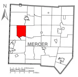 Location of Pymatuning Township in Mercer County