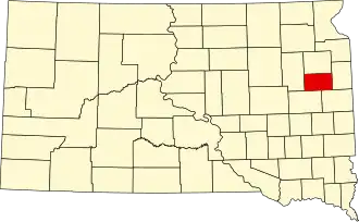 Map of South Dakota highlighting Hamlin County