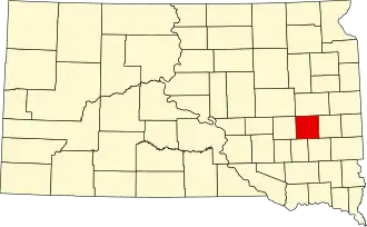 State map highlighting Miner County