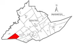 Map of Centre County, Pennsylvania highlighting Taylor Township