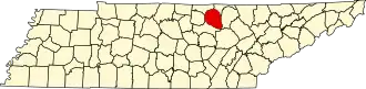 State map highlighting Overton County