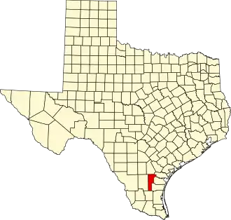 State map highlighting Jim Wells County