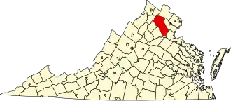 State map highlighting Fauquier County