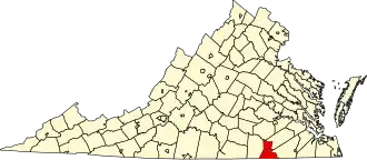 State map highlighting Greensville County