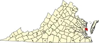 Map of Virginia highlighting Mathews County