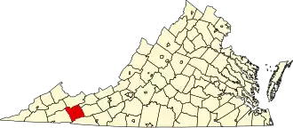 Map of Virginia highlighting Smyth County