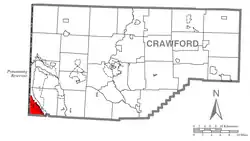 Location of West Shenango Township in Crawford County