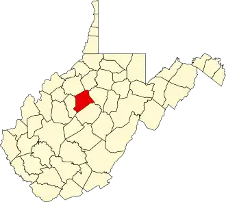 State map highlighting Gilmer County