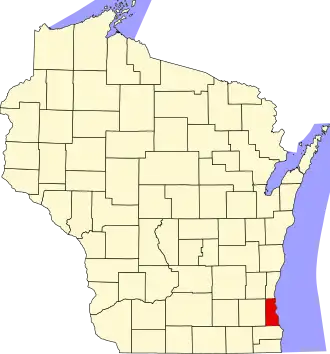 State map highlighting Milwaukee County