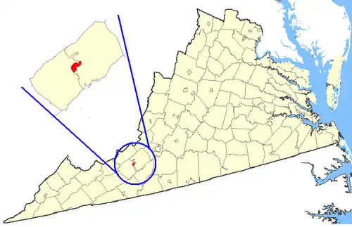State map highlighting Radford