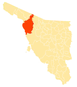 Location of the municipality in Sonora