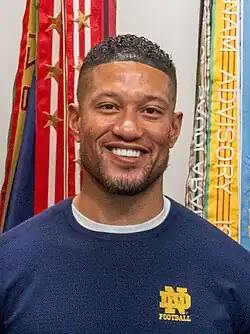 Marcus Freeman looks at the camera.