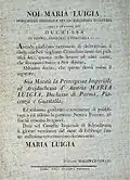 Decree with which Marie Louise Italianized her name as Maria Luigia
