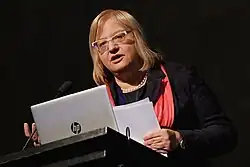Photo of Mariana Kotzeva orating