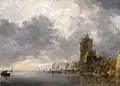 Marina con torre y barcas. Jan van Goyen.