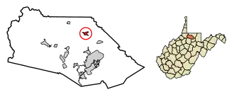 Location of Grant Town in Marion County, West Virginia.