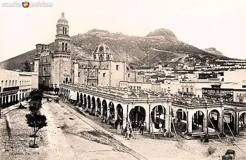 Zacatecas Cathedral as seen from 1752. Photo of 1880.[3]
