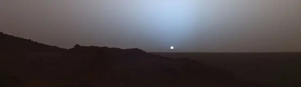 Mars sky at sunset, as imaged by the Spirit rover (May 2005)