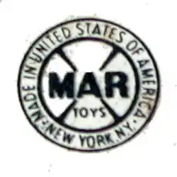Marx logo on a lighted Watchman Tower from a train set.