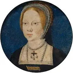 Mary as a snub-nosed girl with red hair