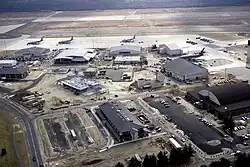 An aerial view of McGuire AFB in 1997