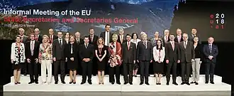 Foreign ministers of EU states on the second day of an informal gathering in Vienna prior to the start of the presidency, 22 June 2018