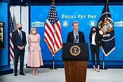 Image 6Megan Rapinoe speaks on equal pay in March 2021. (from Women's association football)