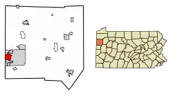 Location of Sharon in Mercer County, Pennsylvania.