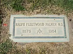 Grave site of Dr. Ralph Fleetwood Palmer (1875–1954), Block #123.