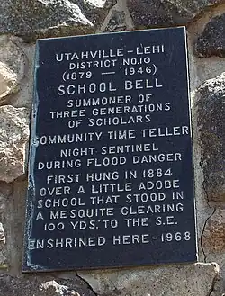 1884 Lehi School Bell marker
