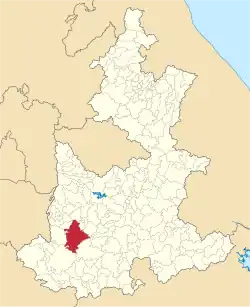 Location of the municipality in Puebla