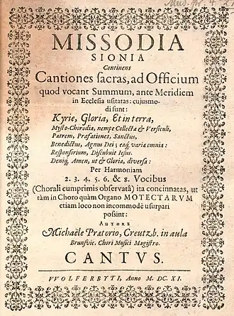 1611 book, with arabesque ornament border