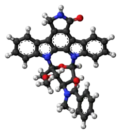 Ball-and-stick model of the midostaurin molecule