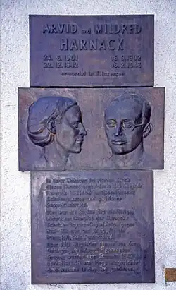 Memorial plaque for Arvid and Mildred Harnack at the Berlin building where they lived, 61 Hasenheide, Neukölln