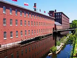 Image 21Textile mills such as the Boott Mills in Lowell made Massachusetts a leader in the US Industrial Revolution. (from History of Massachusetts)
