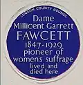 Millicent Garrett Fawcett plaque