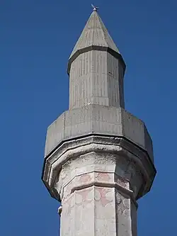 Upper section of minaret, a reconstruction.