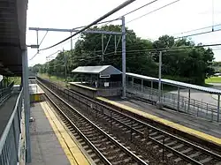 A railway station with long low platforms and short lengths of high-level platforms